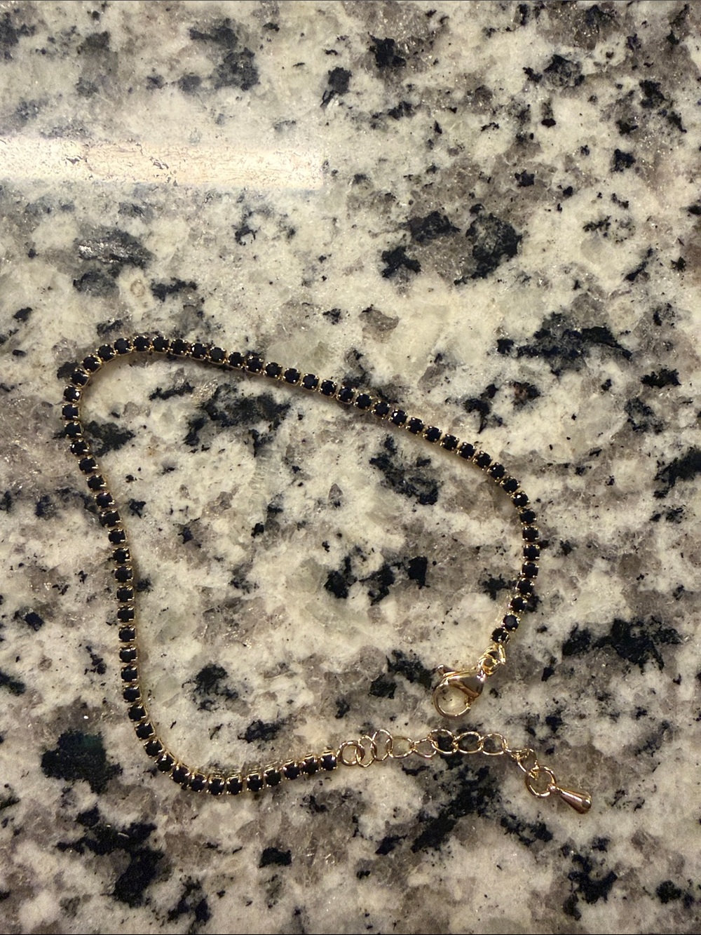 Gold Chain Bracelet with Black Stones - Elegant Women’s Jewelry